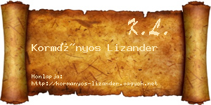 Kormányos Lizander névjegykártya