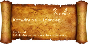 Kormányos Lizander névjegykártya